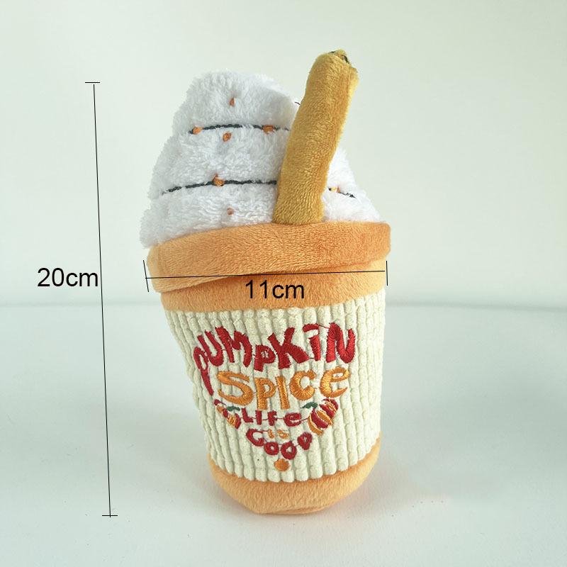 Pet Dog Cat Plush Chew Squeaky Dog Toy Coffee Cup Design Fleece Durable Chewing Interactive Pet Molar Toy Play Dog Accessories