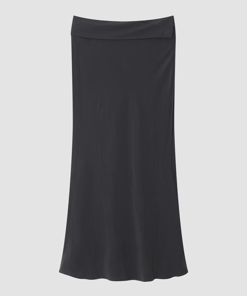 Deolil Folded Long Skirt_Charcoal