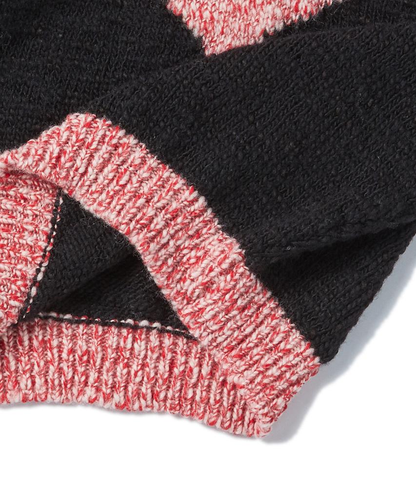 BEYOND CLOSET [Womens Edition] Nomantic Handmade Patch Half-Neck Wool Knit Black