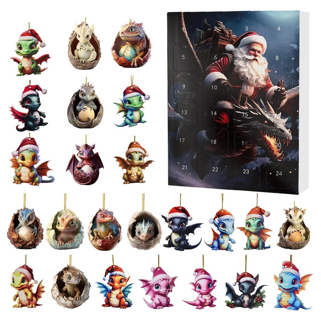 Weihnachts-Countdown Blind Box Mini Acryl Drachenbaby Anhänger Geschenk für Feiertagspartys