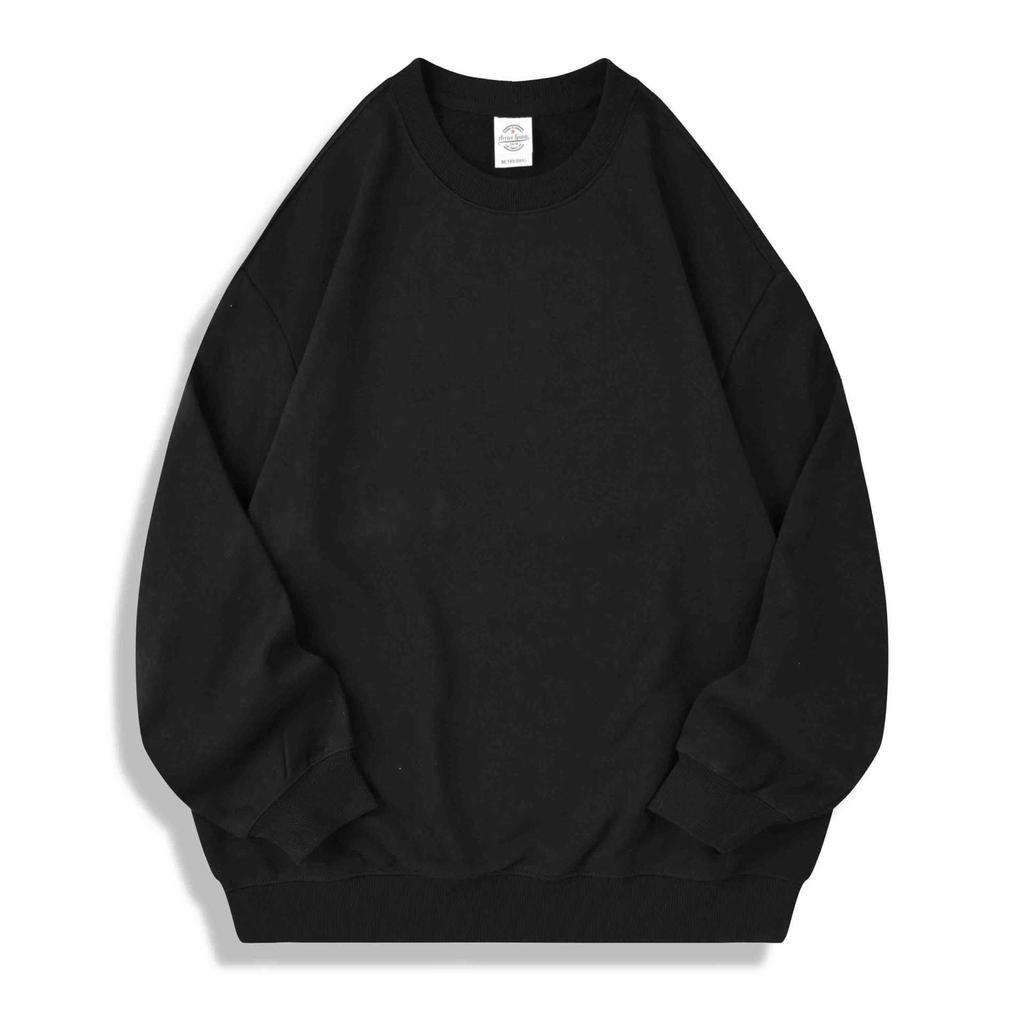 350G Heavy Cotton Terry Round Neck Sweater Loose Version Shoulder Jacket Autumn Print Embroidery