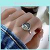 Cute Vintage Round Lucky Cat Ring For Women Stylish Adjustable Copper Finger Jewelry