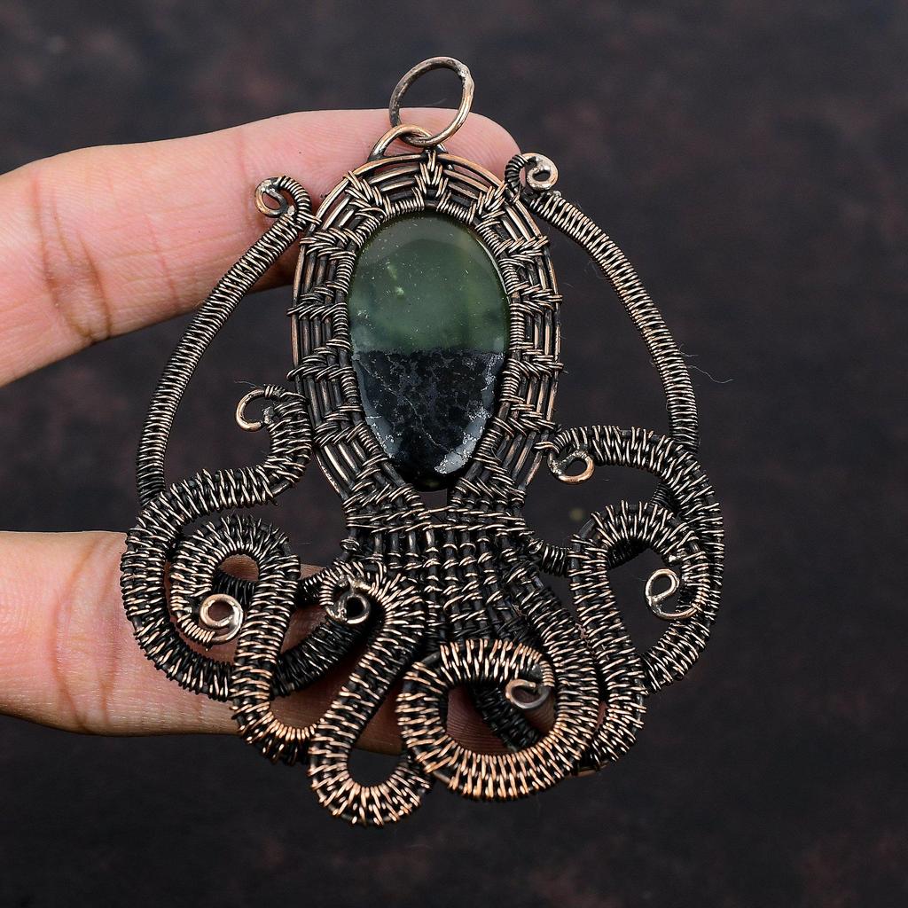 Vasonite Pendant Copper Wire Wrapped Pendant Handmade Octopus Pendant Genuine Gemstone Jewelry Designer Pendant For Gift Copper Wire Jewelry