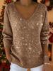 Women's 2026 Autumn Winter Christmas Long Sleeve V-neck Casual T-shirt