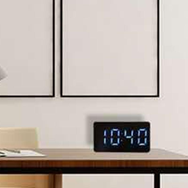 Portable LED Mirror Clock Plastic With Time/Calendar/Temperature Alarm Decor