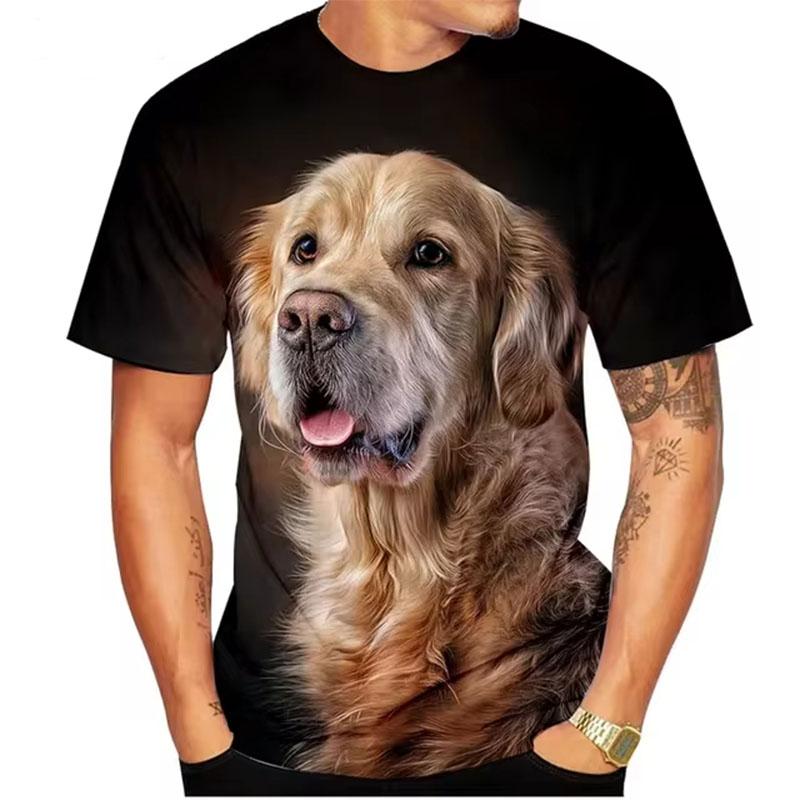 

Летние футболки с 3D-принтом для мужчин и женщин, с коротким рукавом, золотистый ретривер, животные, большие футболки с изображением собак в стиле Харадзюку, топы, детская одежда 6XL