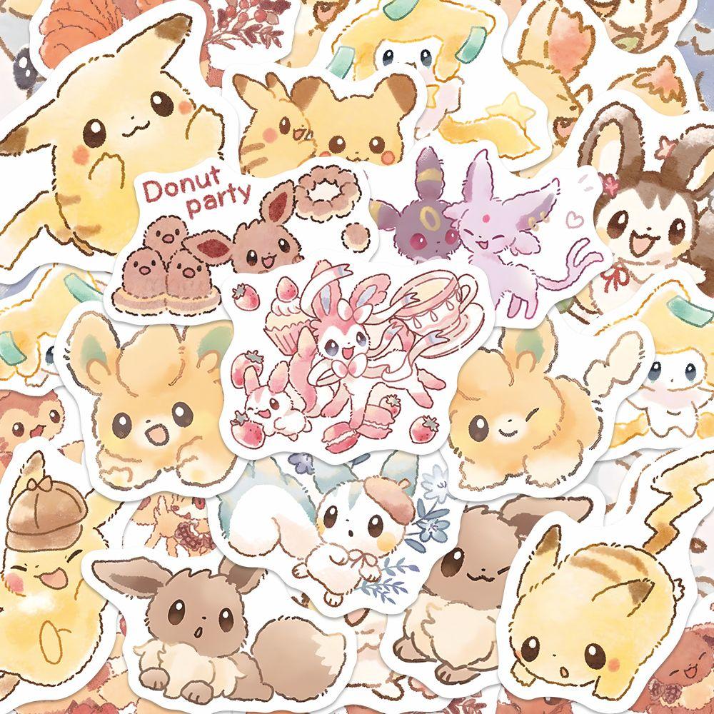 80pcs Pokemon Anime Stickers Pikachu Laptop Skateboard Scrapbook Suitcase Bike Kawaii Sticker Guitar Phone Cartoon Kid Gift Toys