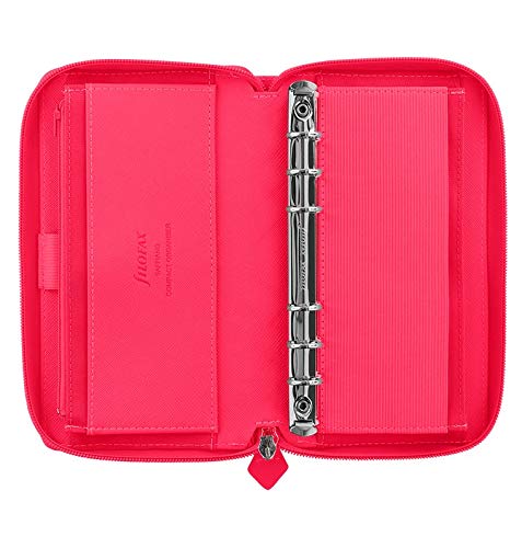 Filofax Bible Compact Zip Saffiano Fluro Pink System Organizer