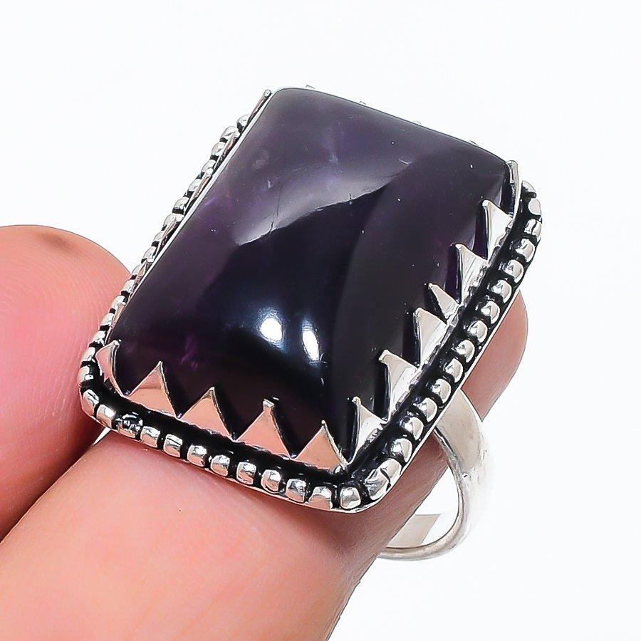 

Ювелирное кольцо из стерлингового серебра 925 пробы с шалфейным аметистом, размер 9