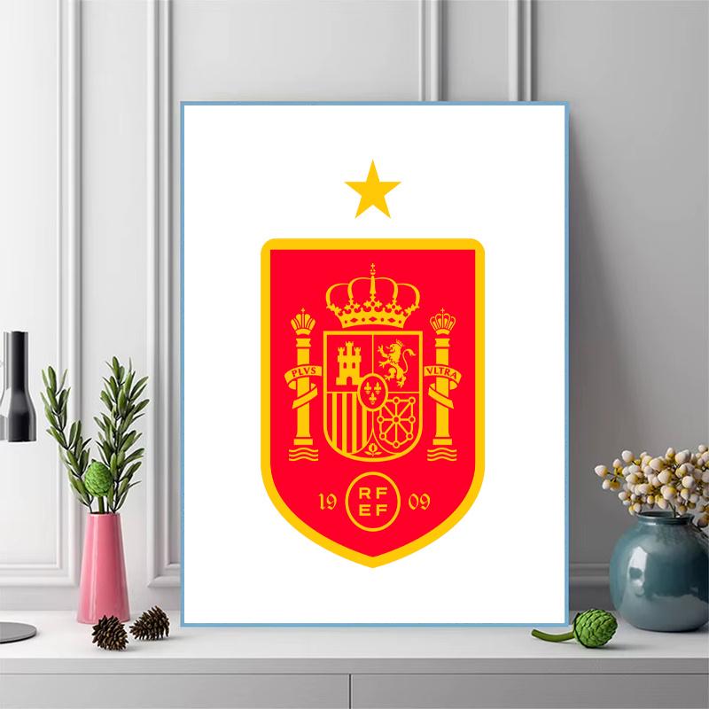 Spain national football logo Pattern 3pcs 100% Round Full Drill 5D DIY Diamond Painting Embroidery Cross Stitch Rhinestone Décor
