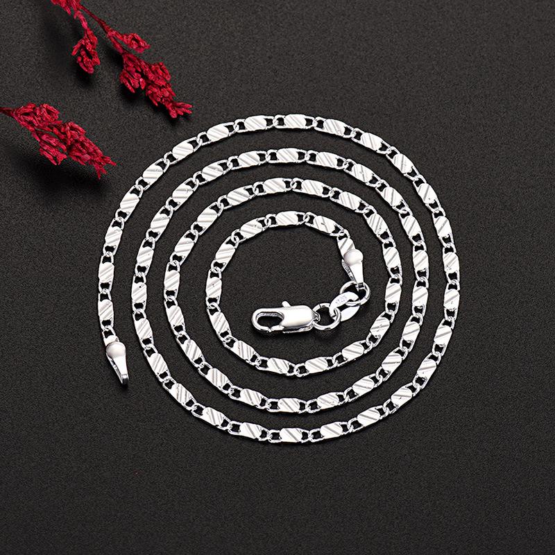European American Style Silver-Plated Carved Copper Chain Necklace for Men & Women, 16-30 Inches, Available Now