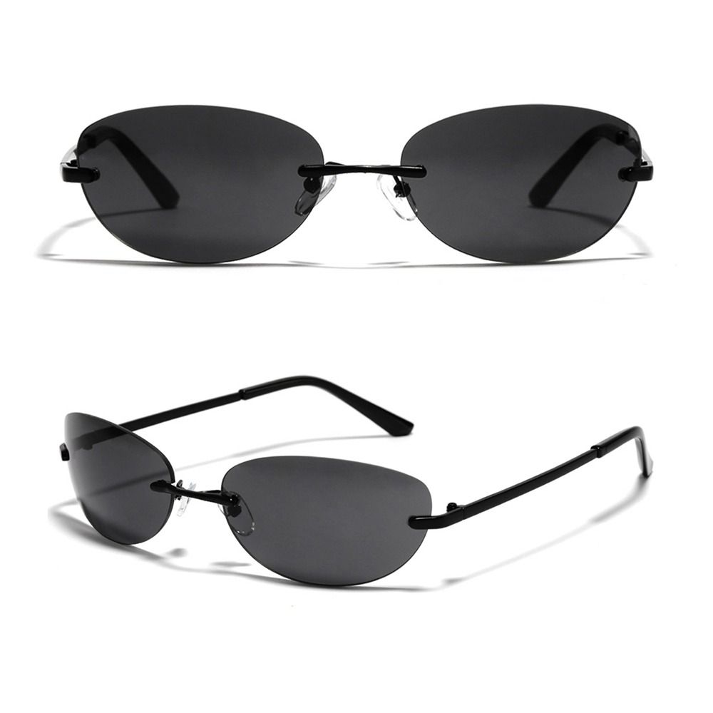 2022 Fashion Shades Rimless Wrap Around Sun Glasses Y2K Sunglasses 2000'S Punk Sunglasses