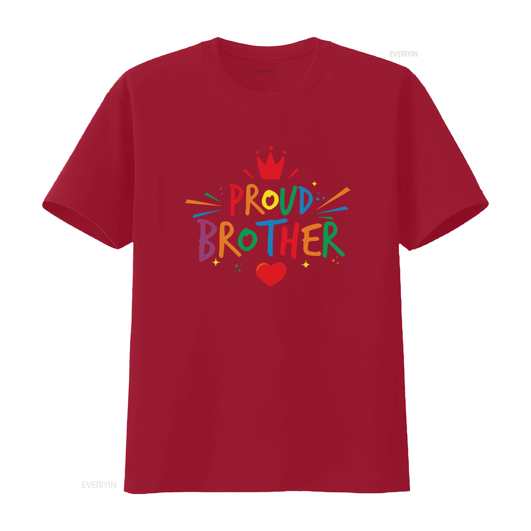 

Colorful Proud Brother T shirt for Men with Crown and Heart Design Perfect Celebrations vintage Washed designer clothes S