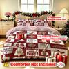 Christmas Duvet Cover Set 3Pcs Red White Patchwork Reindeer Snowflake Print Soft Microfiber Bedding with Pillowcases