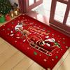 Non-Slip Christmas Slogan Doormat Washable Indoor Holiday Rug with Santa Reindeer Design for Front Door Decor