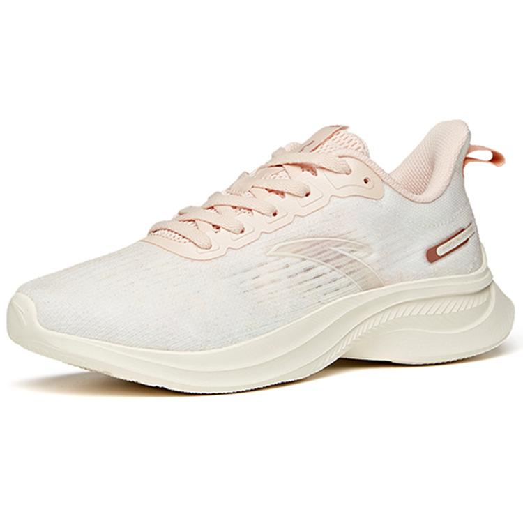 Anta Cushioning Slip Resistant Abrasion Resistant Breathable Lightweight Low top Running Shoes Women's White Pink 122235570S-3
