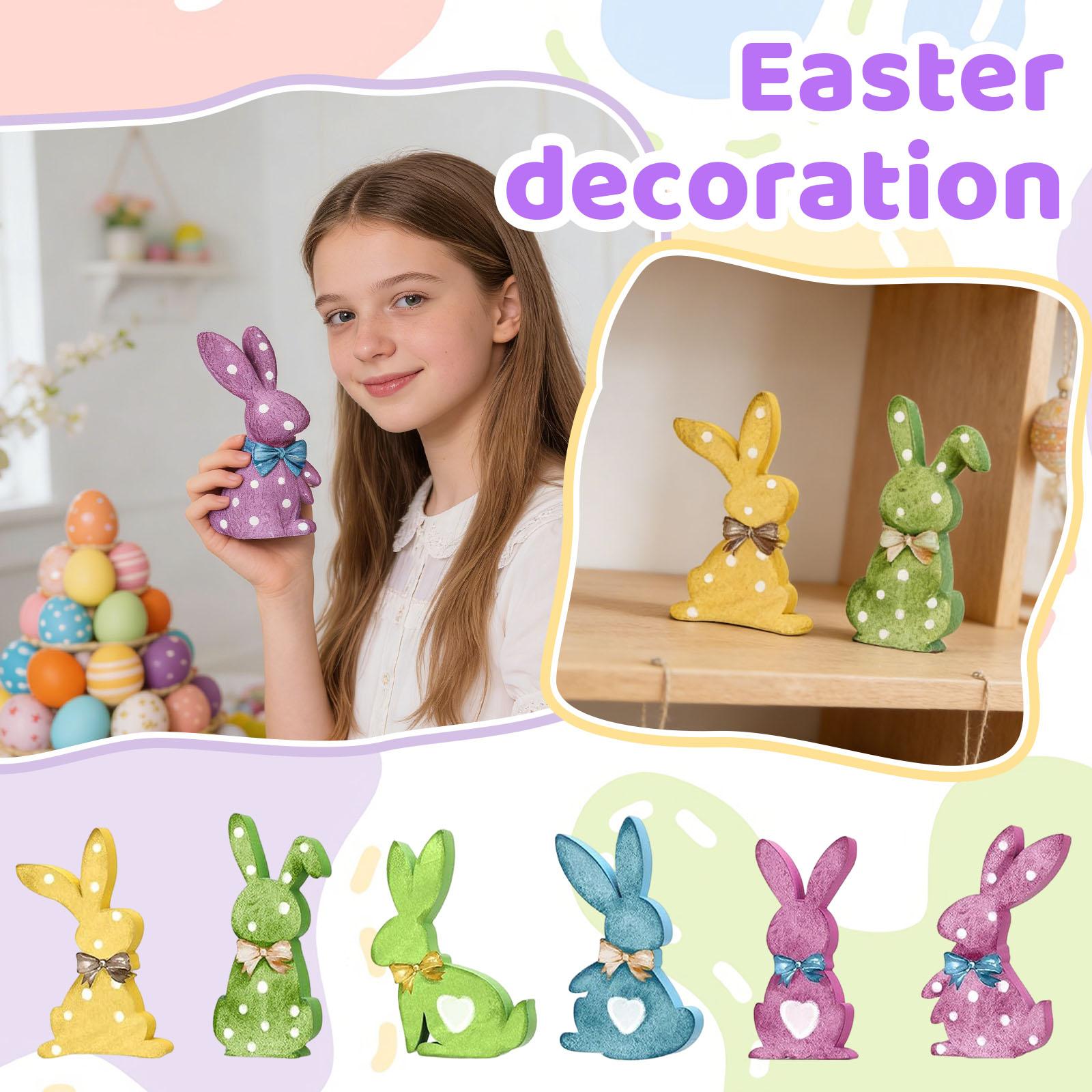 

Easter-themed Colorful Bunny Decor Pieces, Suitable For Use Dining Tables Or As Desk Ornaments, In A Rustic . One Size
