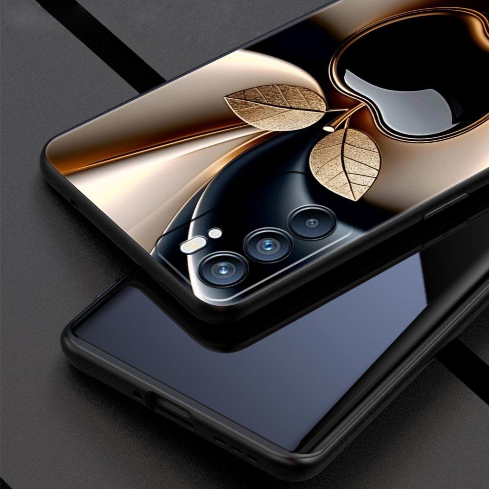 Happy Black Apple Phone Case For Oppo Reno 13 12 11 10 7 F Find X5 X6 A98 A80 A79 A78 A57 A54 A31 A17 Pro 5G Soft TPU Cover Bags