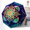 Colorful Mandala Art Print: Vibrant Circular Design for WallsUmbrella, Portable 3-Fold Compact Umbrella for Men & Women Gift
