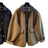 Women's Loose Fit Denim Patchwork Lambswool Jacket - Korean Style Autumn/Winter Plus Size Fur Top