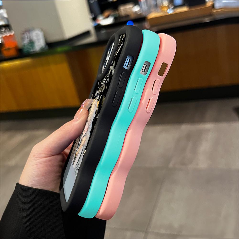 Cute Girl Pattern Phone Cover for iPhone 11 12 13 14 15 Pro Max 6 6S 7 8 Plus Xs Wave Edge Shockproof Protective Rubber Case