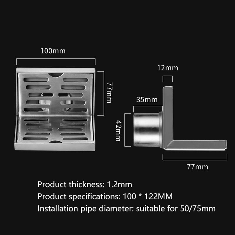 

Corner - Type Square Drainage Grate – Stainless Steel 304, Wall - Mounted, For Efficient Drainage Near Corner Drain Pipe серебряный