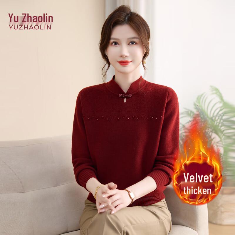 

YUZHAOLIN New Chinese Style Knit Sweater Set for Middle-Aged Women XL
