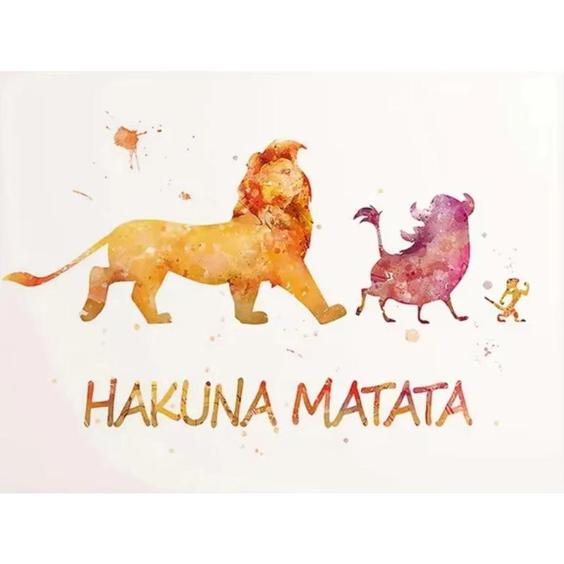 Walt Disney The Lion King Movie Poster Print Watercolor Simba Hakuna Matata Canvas Painting Wall Art Cartoon Animals Home Decor