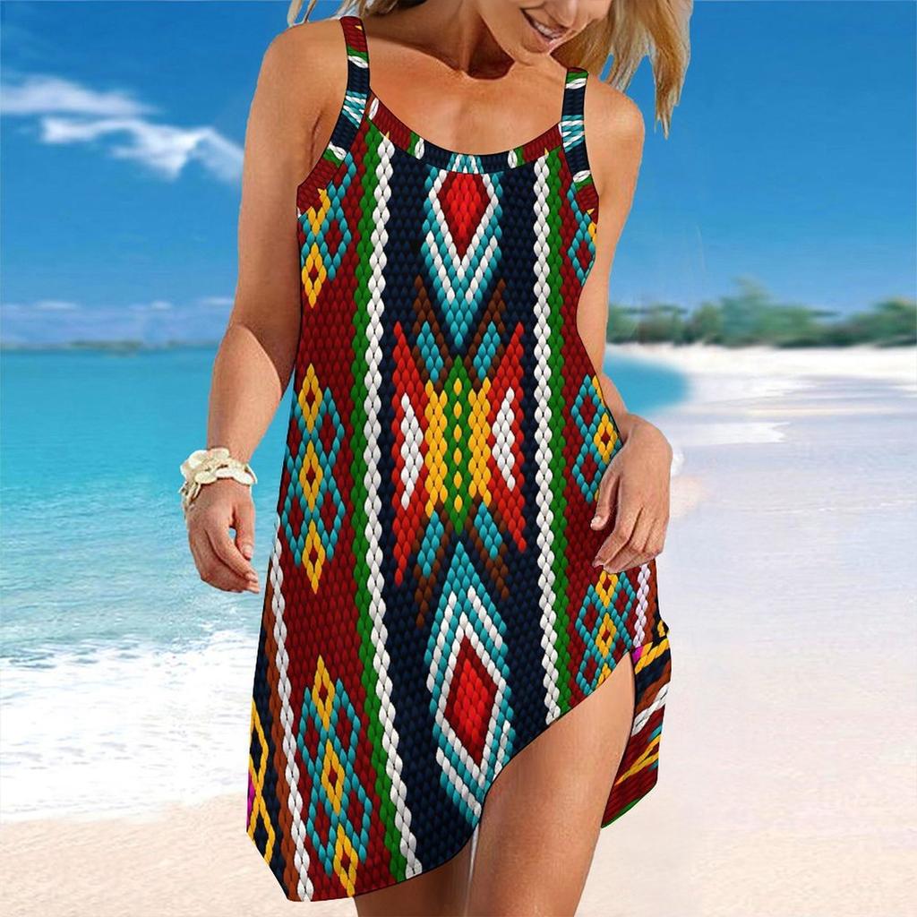 Women's Beach Dress Mini Dress Vertical Stripes Print Casual Modern Dress Sleeveless Loose Fit Outdoor Daily Summer