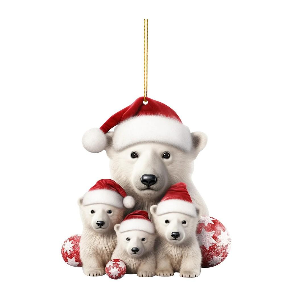 Organic Playful Glass Arctic Bear Family Christmas Decorations For Charm Auto