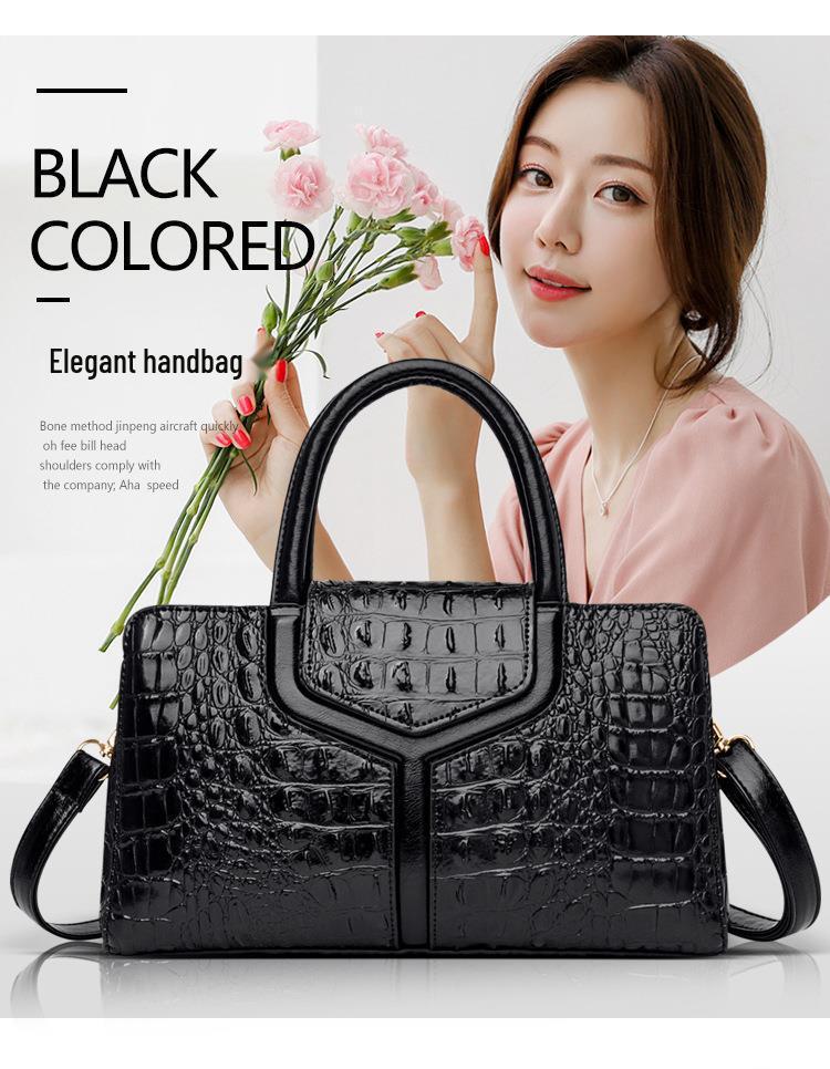 Crocodile Pattern Women's Shoulder Tote - European & American Retro Fashion with Zipper, Large Capacity