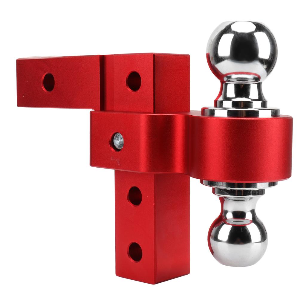Towing Trailer Hitch Mount with Dual Balls Lock Pins 6in Adjustable Drop Aluminum for 2in Receivers Red