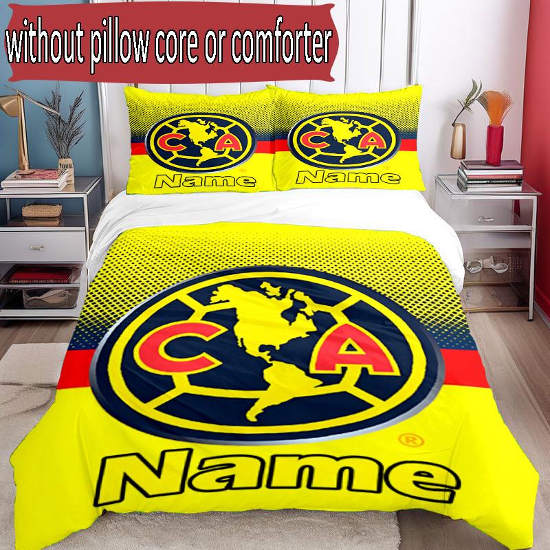 3pcs Duvet Cover Set (1*Duvet Cover + 2*Pillowcase, Without Core), Custom Name Club America Pattern Bedding Set, Home Bedroom Decor Gift