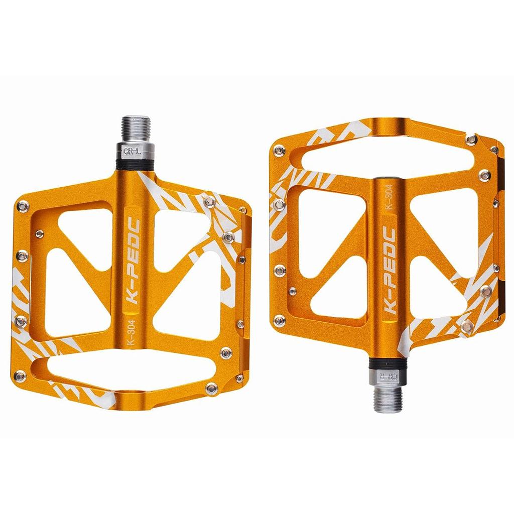 Aluminium-Pedale und Rechts mit 3 Chromoly-Pedalen für Rennrad, Mountainbike, Cross, City, Faltrad, Mini und (Linkes Set) Integrierte Lager, Gold, Achsen, Fahrräder, MTBs,