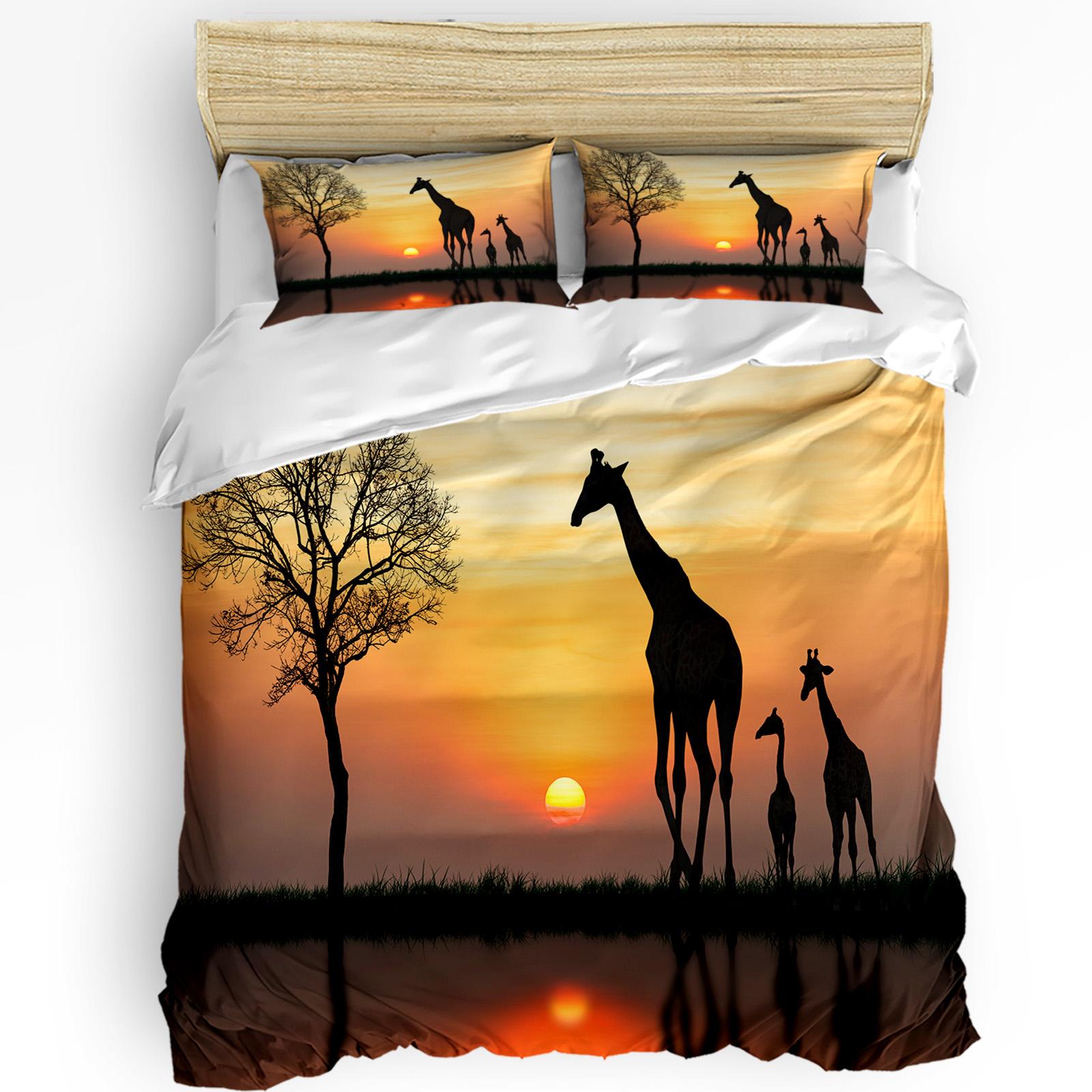 

Comforter Africa Giraffe Tree Silhouette Dusk Bed Bedding Set Home S Bedroom Bedding Set No Sheet Comforter (quilt)-EU Single(135*200cm)3pcs