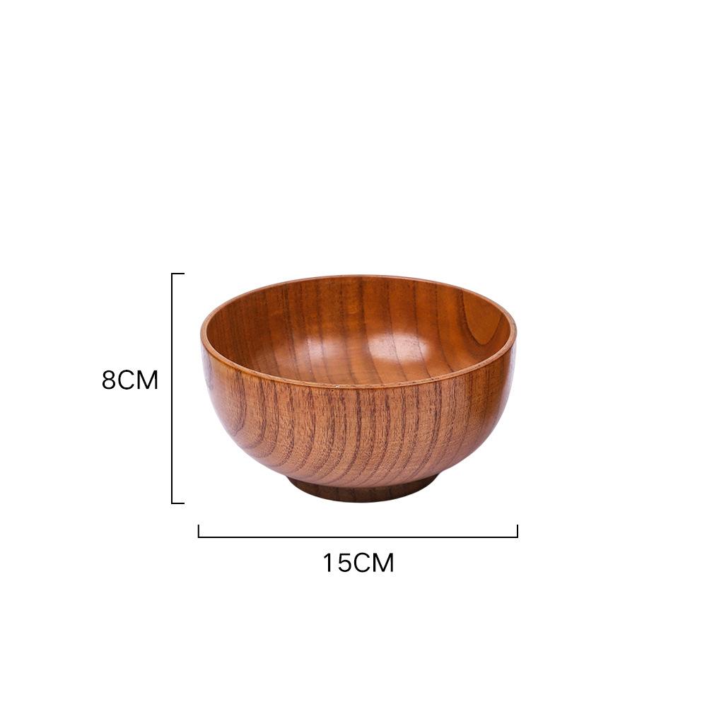 Natural Vintage Wooden Bowl Fruit Salad Bowl Noodle Rice Soup Bowl Craft Decoration Kitchen Utensil Tableware