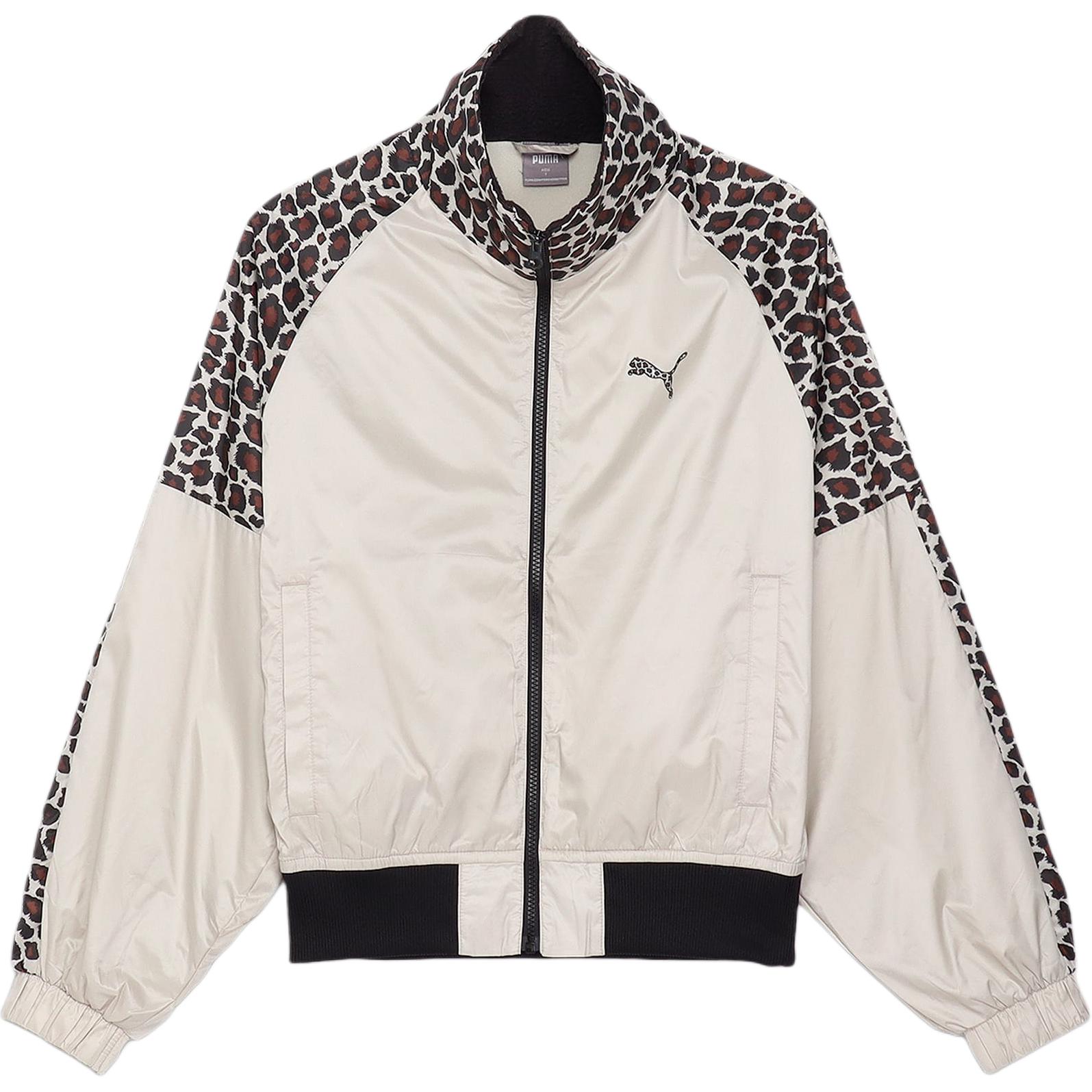 

Puma Trn Edge Трикотажная Ветрозащитная Куртка Ретро Спорт Воротник-стойка Молния Леопардовый принт Длинный рукав Мужская куртка Desert-Dust 526105-68 2XL