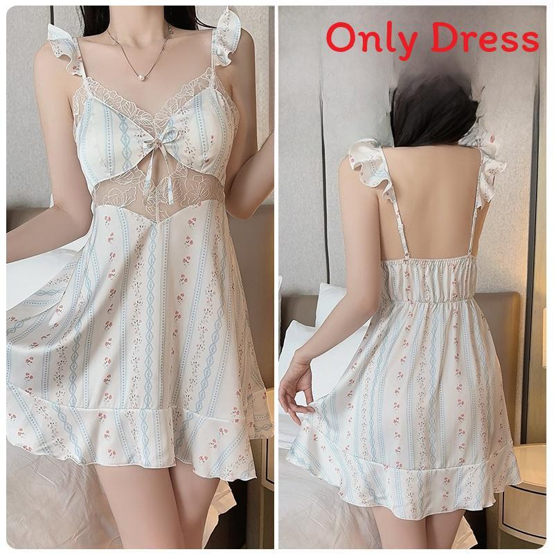 Satin Sleep Dress For Women With Lace Detailing And Vneck For Home And Lounge Relaxation