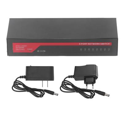 8 Port Gigabit PoE Anahtarı Sağlam Metal Fanlı Tak ve Çalıştır Duvara Monte Ethernet Ayırıcı Ev İçin