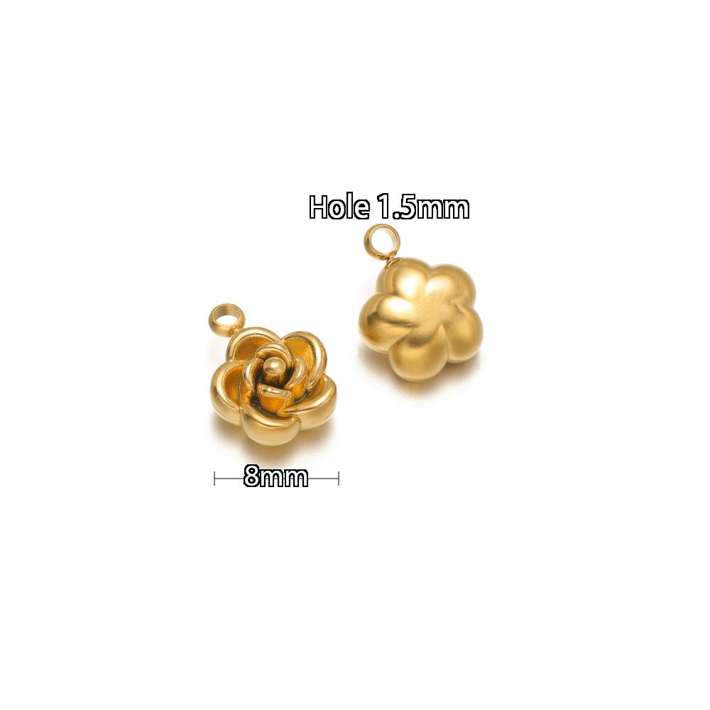 10 Stück Edelstahl Gold Perlen Rose Blume Anhänger für DIY Schmuck Mädchen Frauen Anhänger Halskette Armband Fußkettchen Ohrringe Herstellung