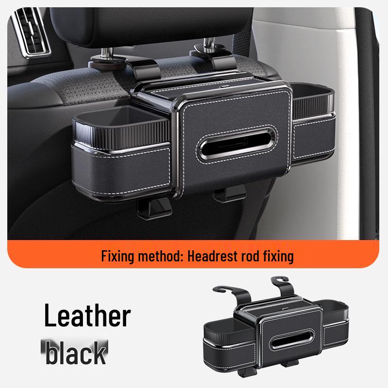 

Car Rear Seat Makeup Mirror & Tissue Box Organizer with Cup Holder