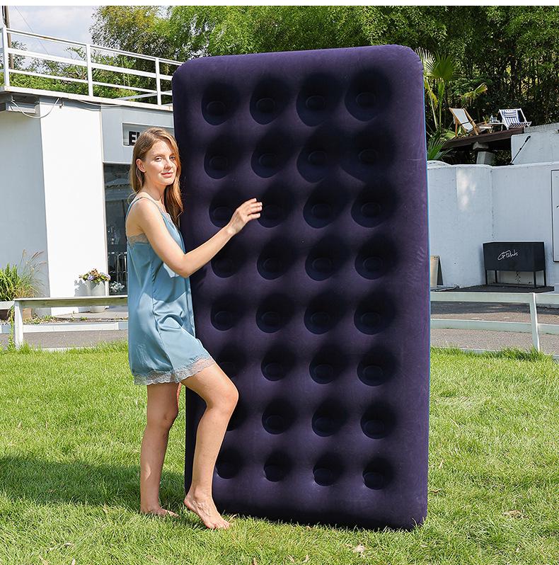 Portable Inflatable PVC Air Mattress - Thickened, Flocked, and Ideal for Camping