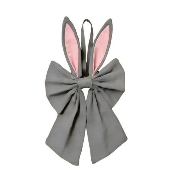 Easter Bow for Wreath Holiday Fabric Decorative Bow with Bunny Ear for Spring Summer Front Door Wall Window Indoor Outdoor Home Decor