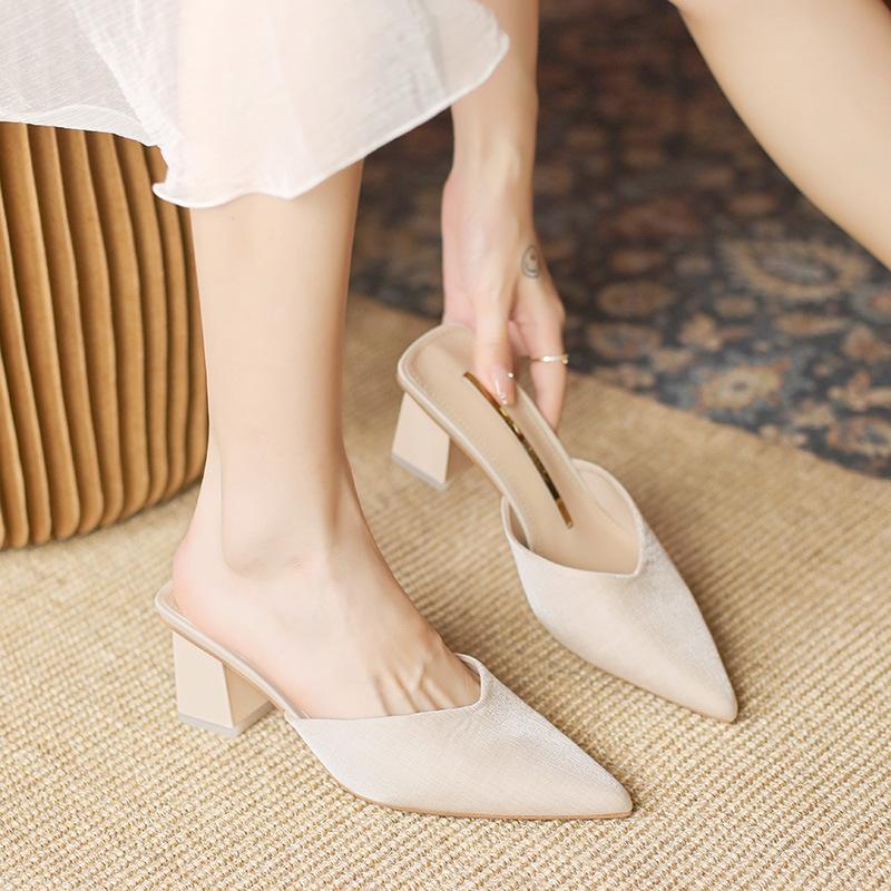 

Baotou half-tray shoes for women s summer outer wear new sandals fashion thick heel high heels size 39