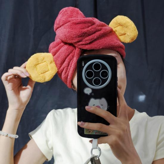 Hair Drying Towel Absorbent God of Wealth Hair Wrap with Button Fast