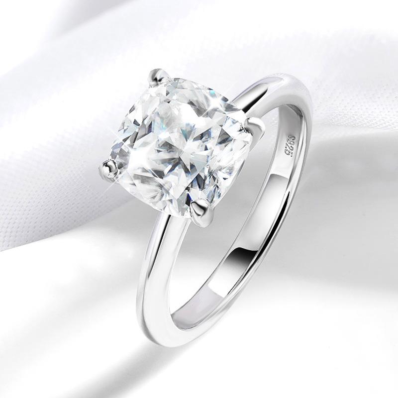 Smyoue 1CT 2CT 3CT 3.5CT 5CT Cushion Cut Moissanite Rings for Women Pass Diamond Test 925 Silver Wedding Band