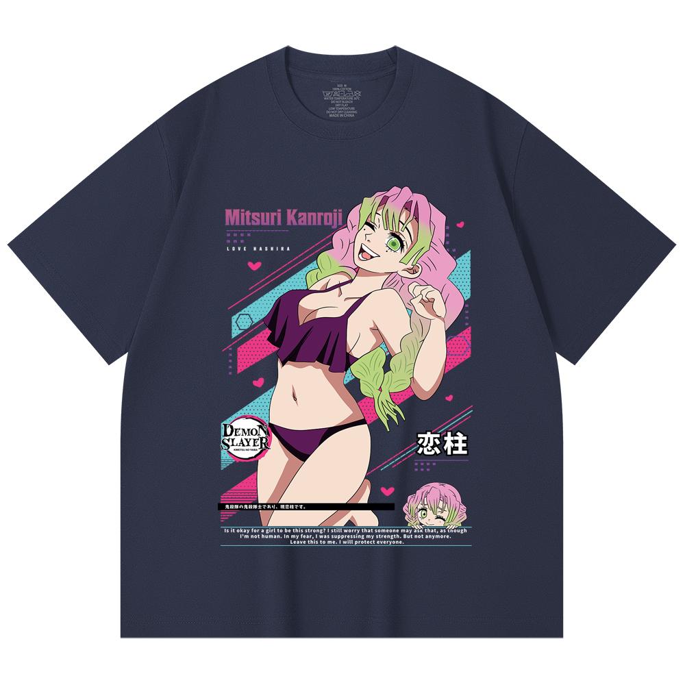 230 Gsm 100% Cotton Demon Slayer V52 Mitsuri Waifu Print Unisex Heavy Cotton T Shirt