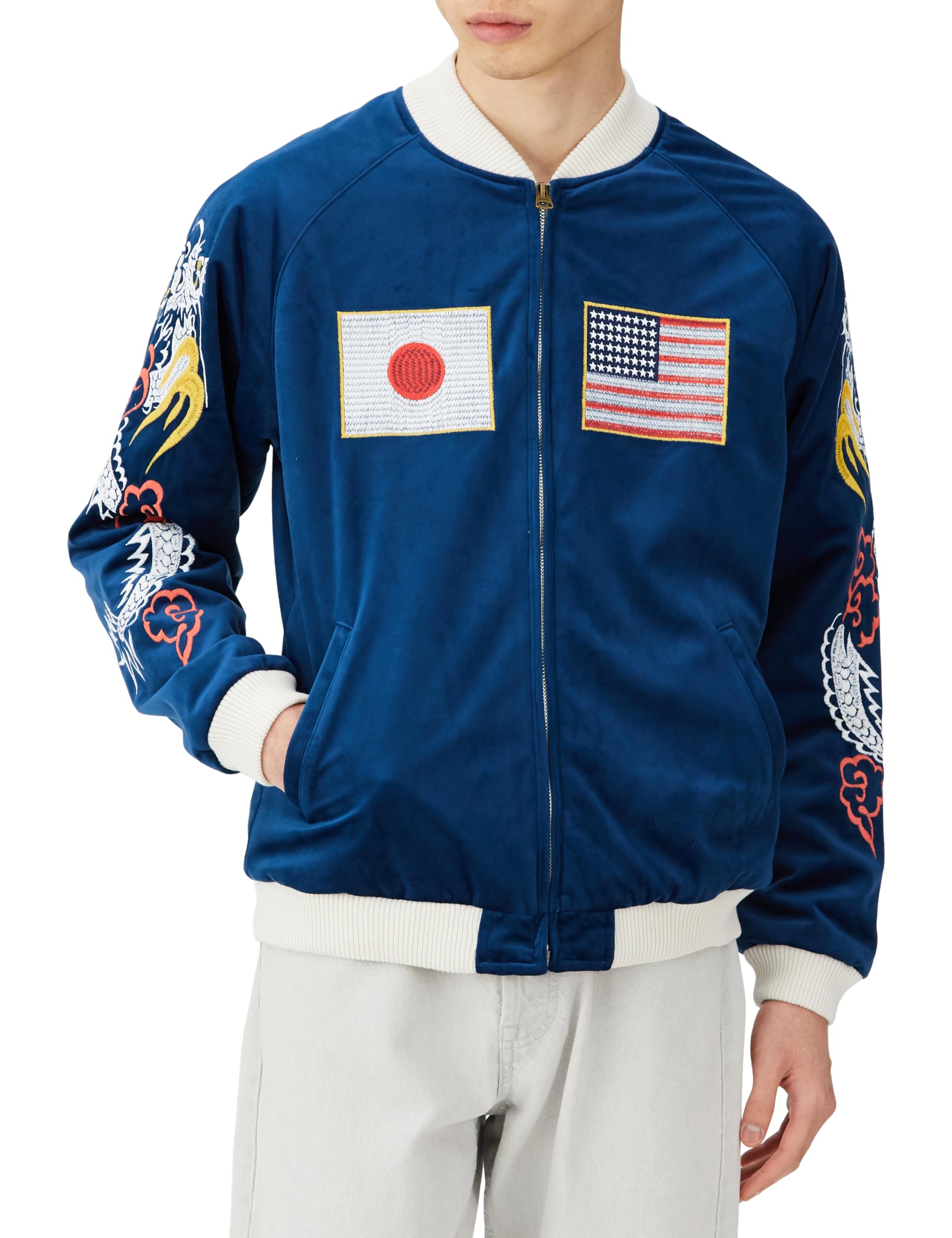 

Sukajan VELVETTEN SOUVENIR Navy [Houston] JACKET(NATIONAL FLAG) Men s тёмно-синий