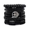 Hot-selling Tree of Life beaded leather bracelet five-piece fashionable retro handwoven bracelet
