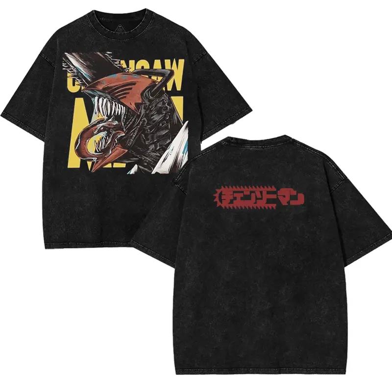 

Chainsaw Man Denji Pochita Graphic Tshirt Men Women Clothing Short Sleeve Cotton T-shirts Vintage Washed Tee Harajuku T Shirt XXL чёрный